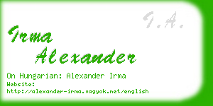 irma alexander business card
